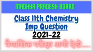 MP Board Traimasik Priksha Class 11th Chemistry Imp Question paper